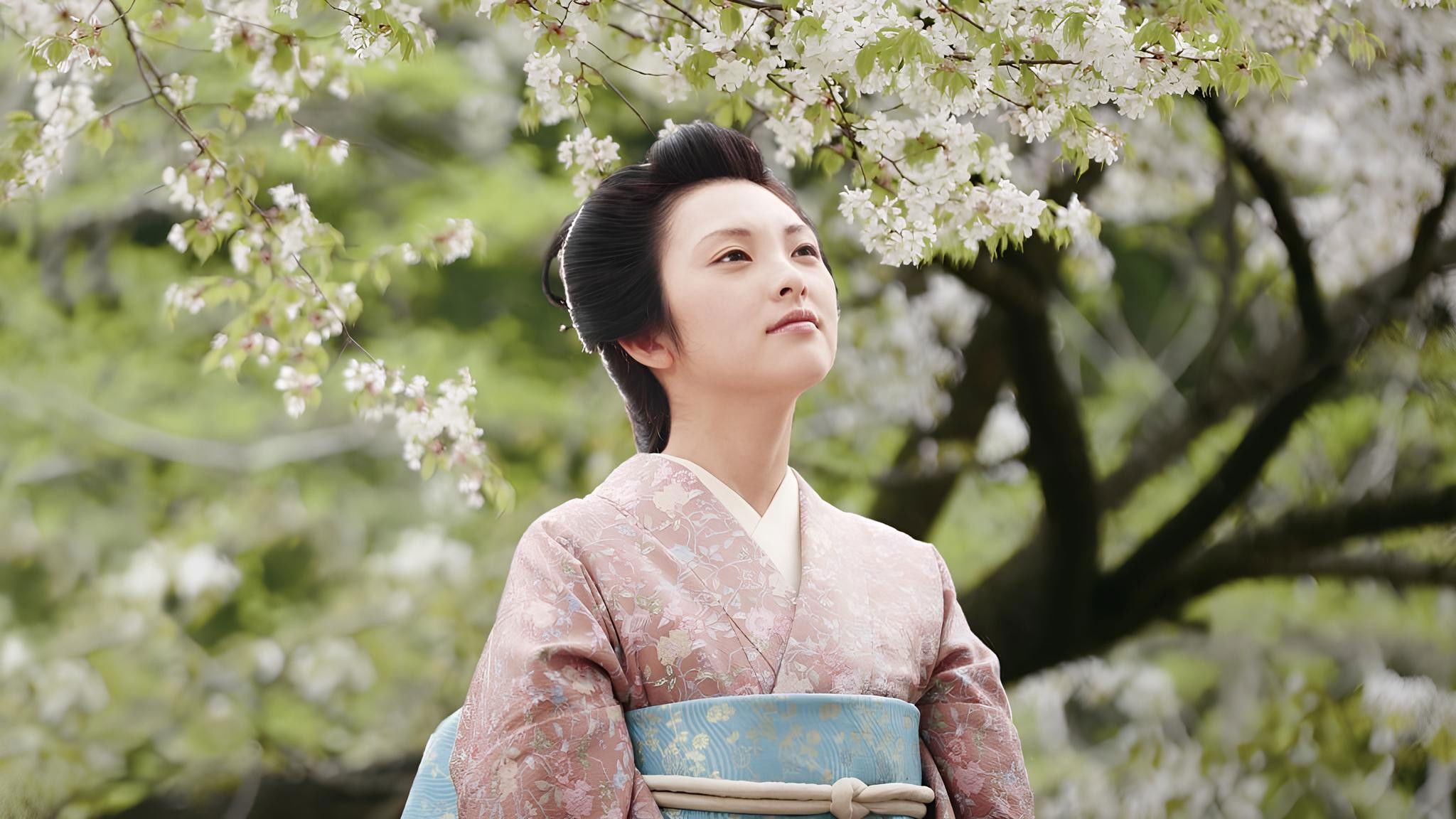 Yamazakura, The Cherry Tree in the Hills Background