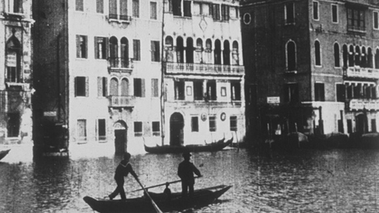 Panorama of the Grand Canal Taken from a Boat Background