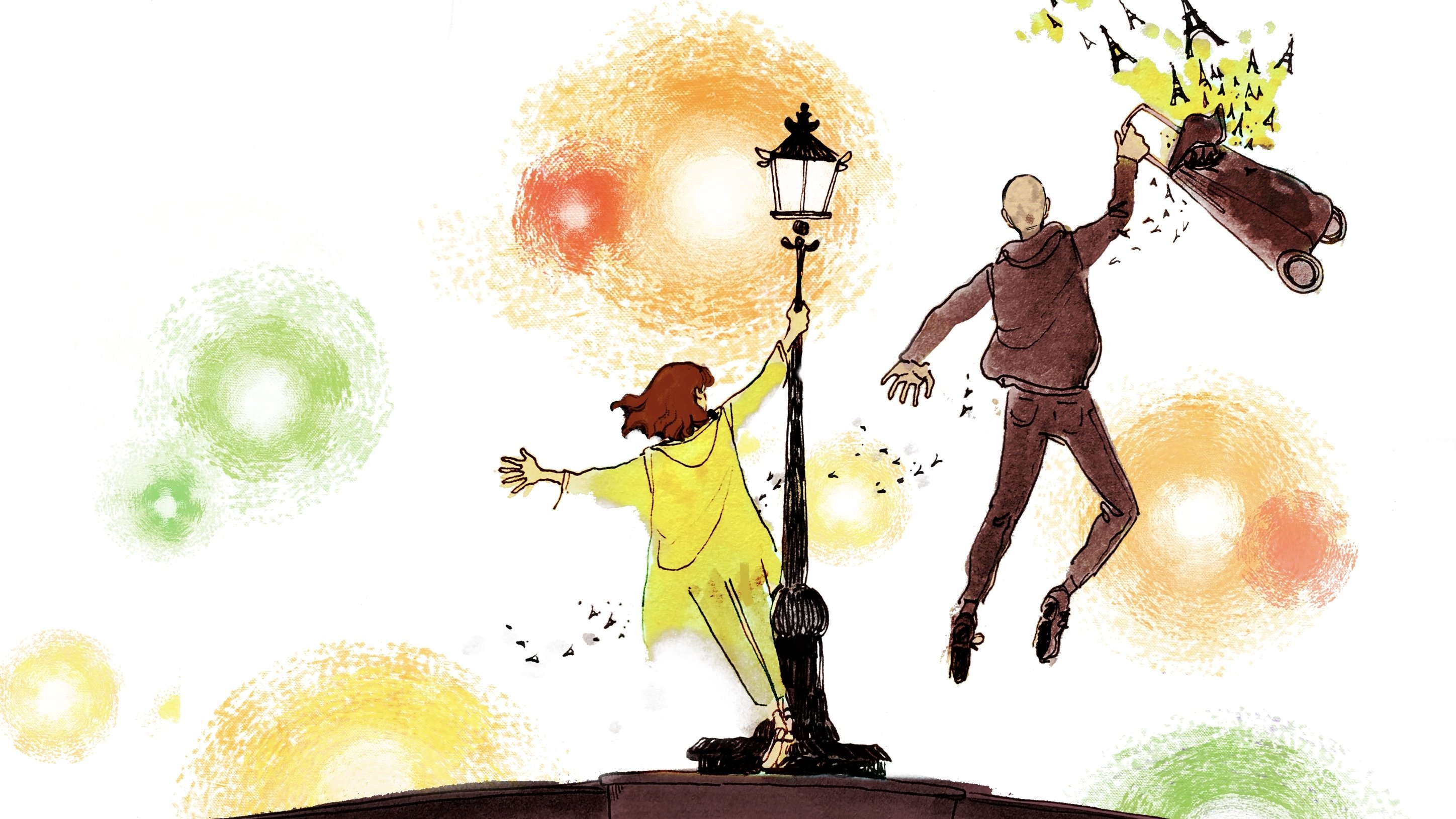 Two Night Owls in Paris Background
