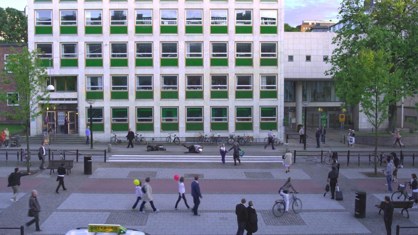 Incident by a Bank Background
