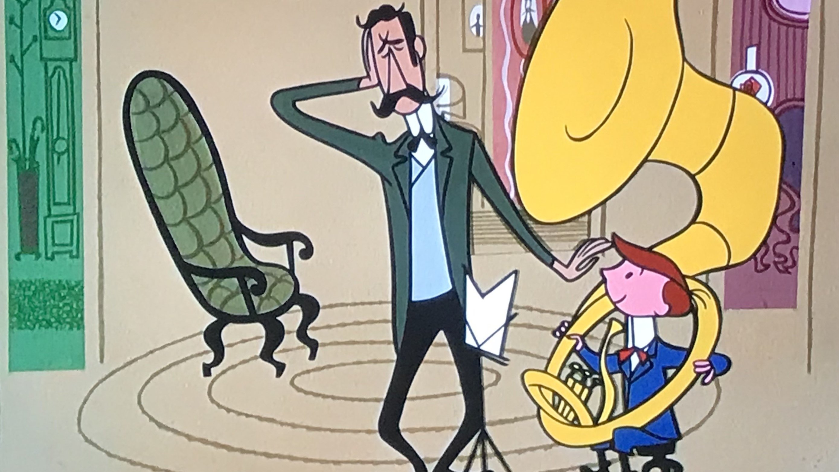 Little Boy with a Big Horn Background