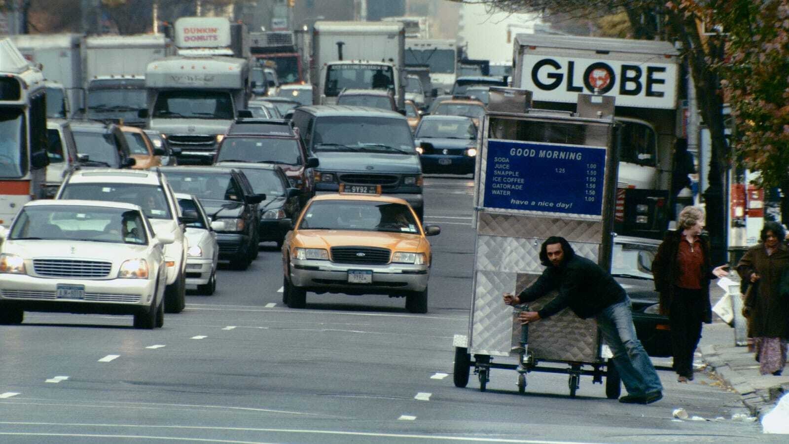 Man Push Cart Background