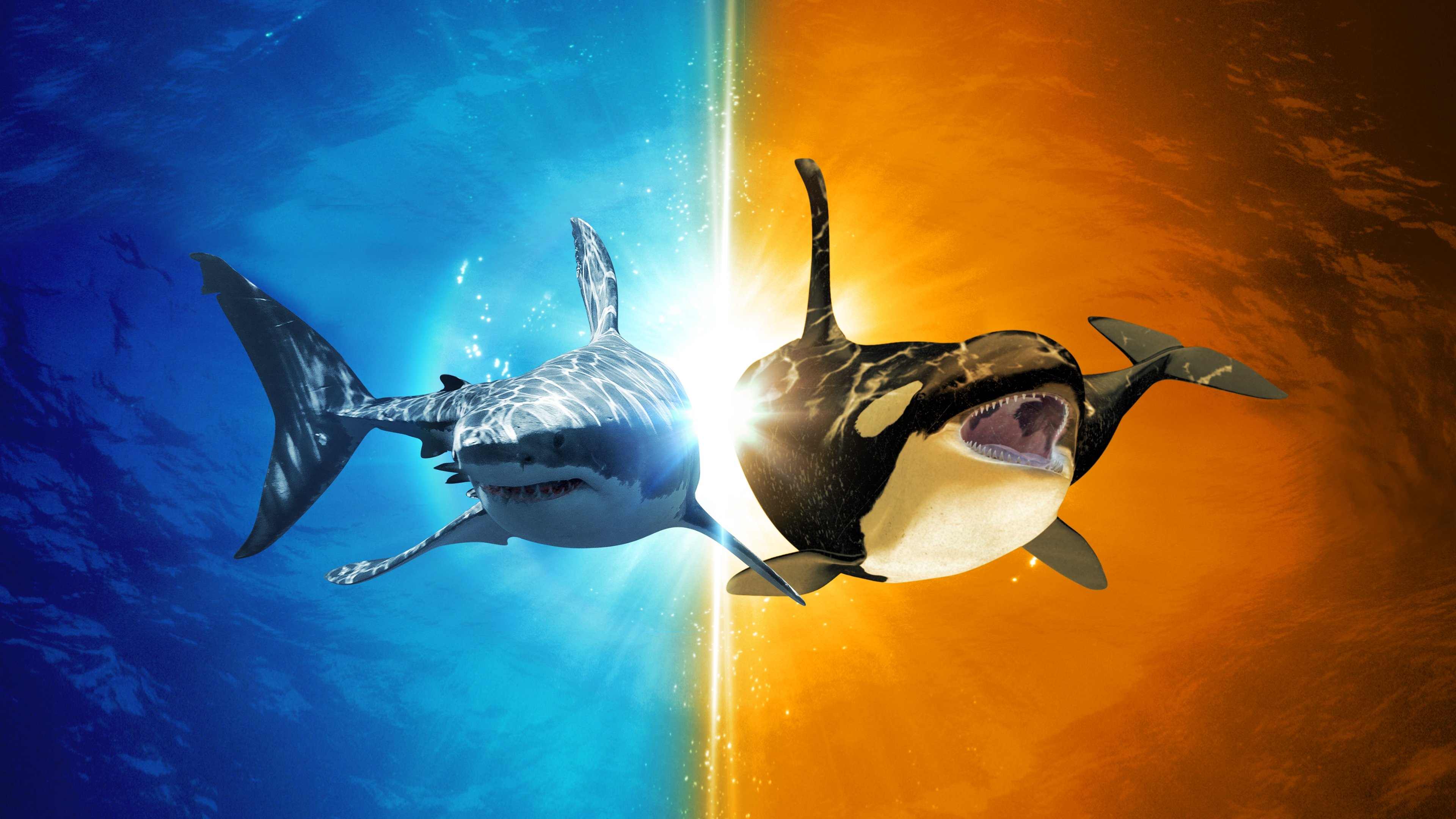 Killer Shark Vs. Killer Whale Background