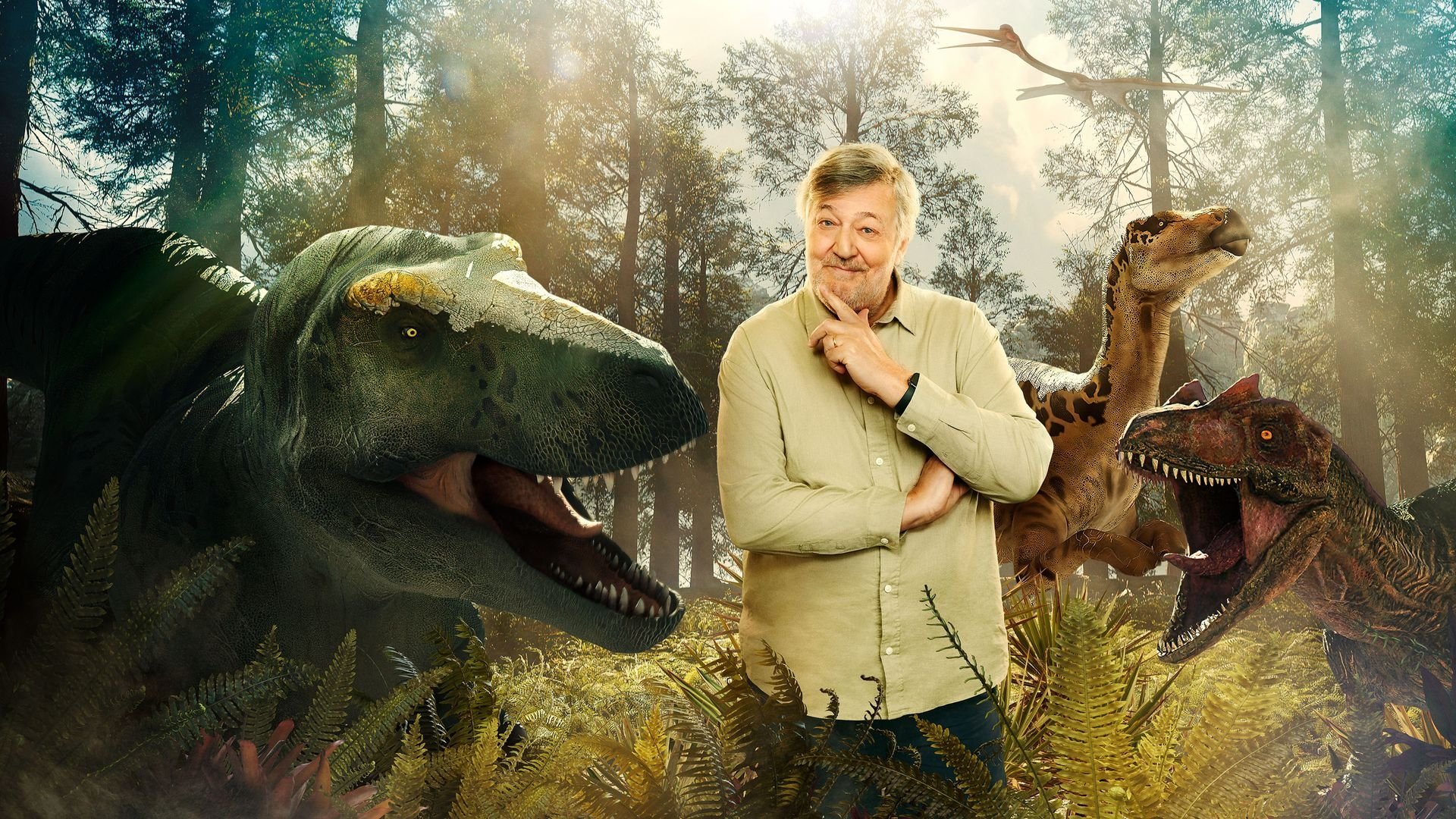 Dinosaur with Stephen Fry Background