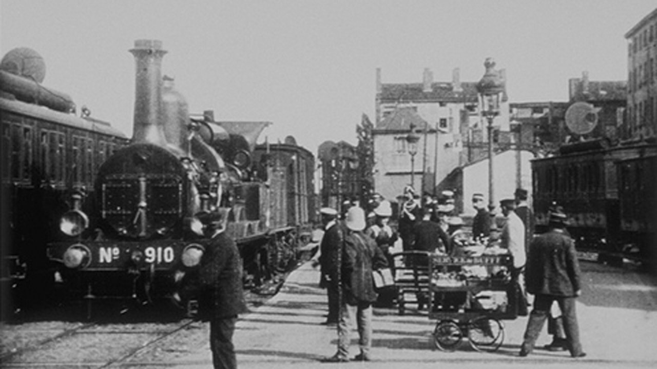 Arrival of a Train at Perrache Background
