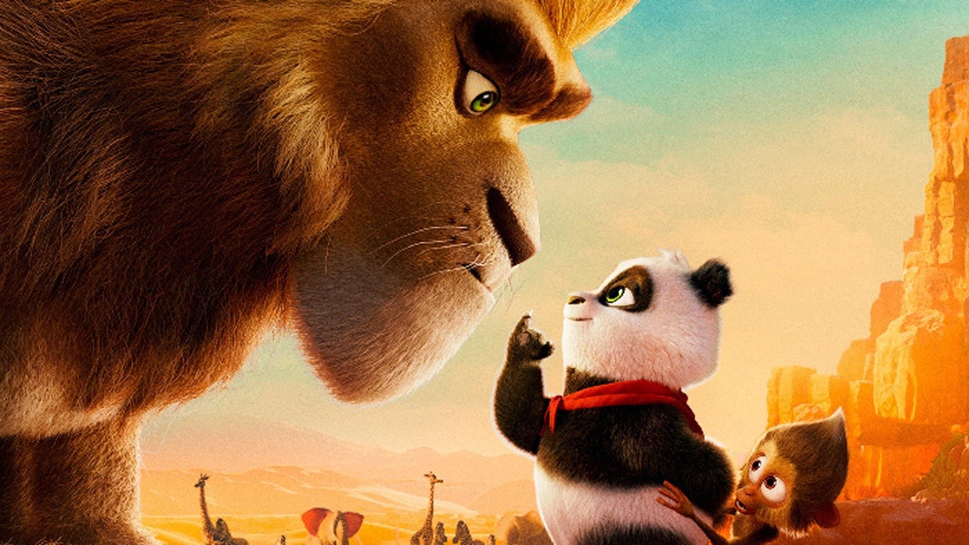 Panda Bear in Africa Background